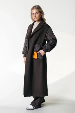 Hot Colourful Rebel Ada Wool Long Coat | Cacao