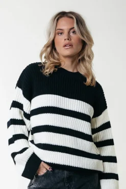 Fashion Colourful Rebel Alba Stripe Knit | Black/white