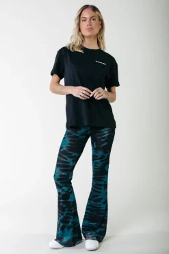 Clearance Colourful Rebel Animal Mesh Flare Pants | Storm green Stormgreen