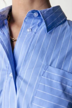 Fashion Colourful Rebel Brienna Striped Blouse Dress | Blue