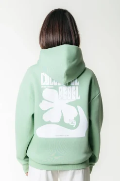 Discount Colourful Rebel Flower Hoodie | Soft Green Softgreen