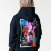Online Colourful Rebel Flower Shapes Hoodie | Black