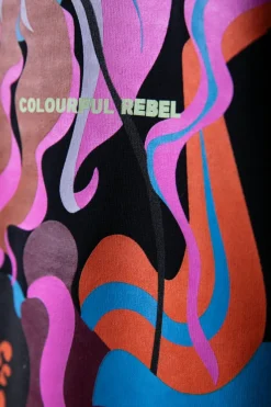 Online Colourful Rebel Flower Shapes Hoodie | Black