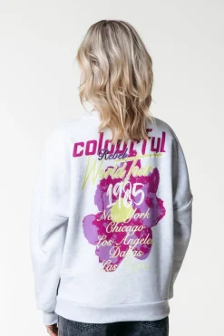 New Colourful Rebel Flower World Tour Sweat | Light grey melange Lightgreymelange