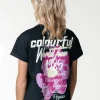 Hot Colourful Rebel Flower World Tour T-shirt | Black