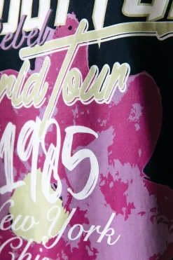 Hot Colourful Rebel Flower World Tour T-shirt | Black