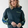 New Colourful Rebel Flowers Sleeve Logo Hoodie | Green gables Greengables