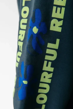 New Colourful Rebel Flowers Sleeve Logo Hoodie | Green gables Greengables