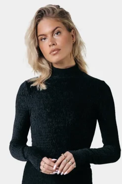 Hot Colourful Rebel Jewel Structure Velvet Top | Black