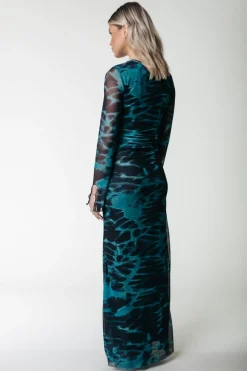 Hot Colourful Rebel Maude Animal Mesh Dress | Storm green Stormgreen