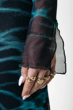 Hot Colourful Rebel Maude Animal Mesh Dress | Storm green Stormgreen