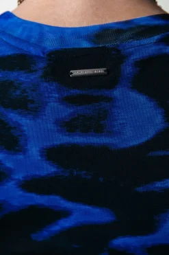 Fashion Colourful Rebel Maude Animal Mesh Dress | Deep blue Deepblue