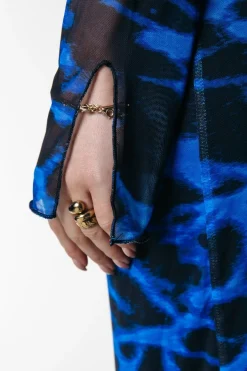 Fashion Colourful Rebel Maude Animal Mesh Dress | Deep blue Deepblue