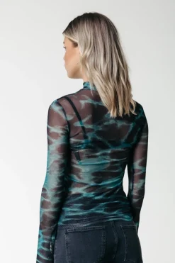 Clearance Colourful Rebel Neyo Animal Mesh Top | Storm green Stormgreen