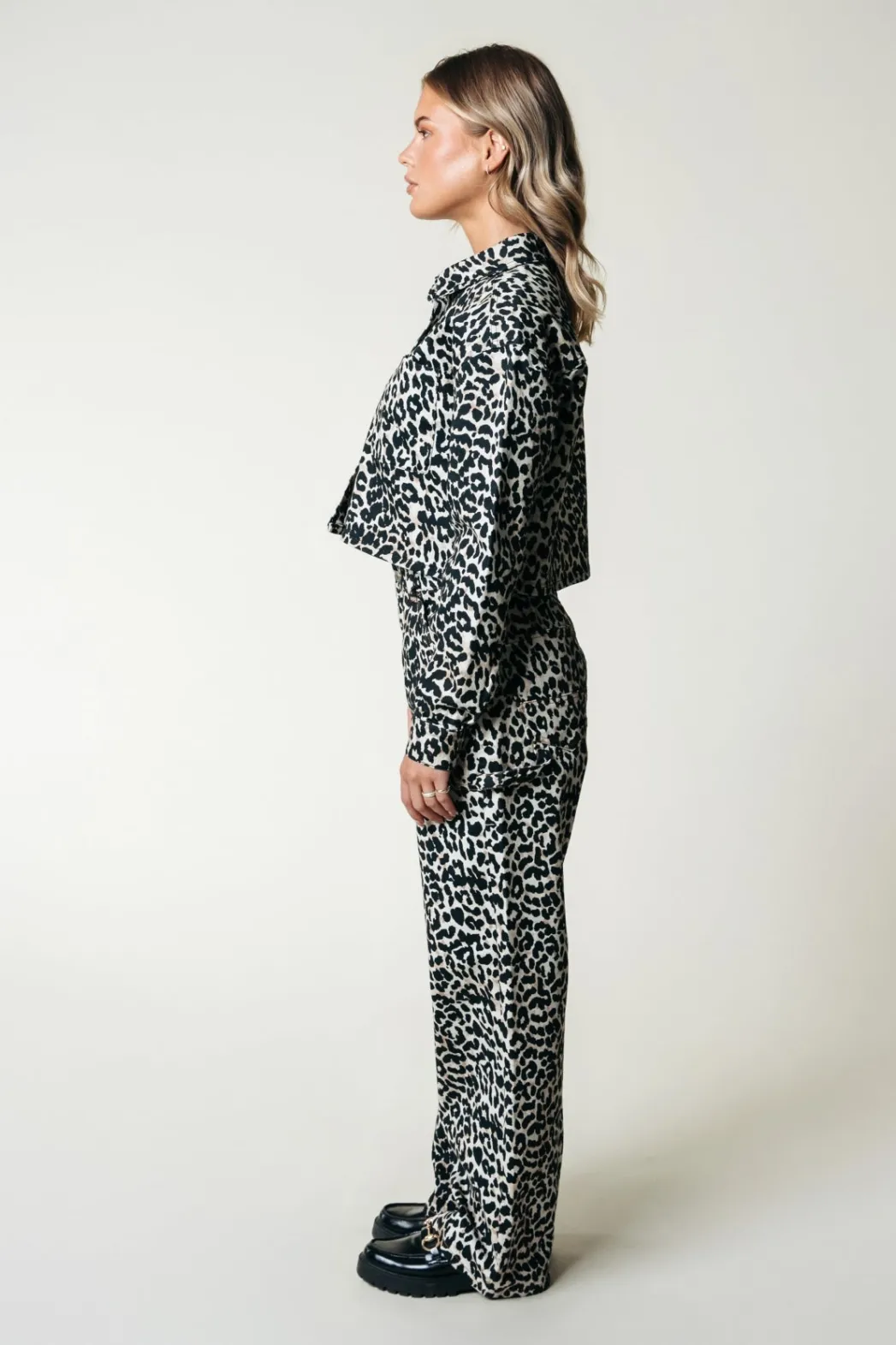 Outlet Colourful Rebel Olle Leopard Cropped Denim Blouse | Beige