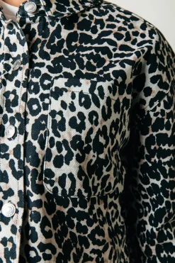 Outlet Colourful Rebel Olle Leopard Cropped Denim Blouse | Beige