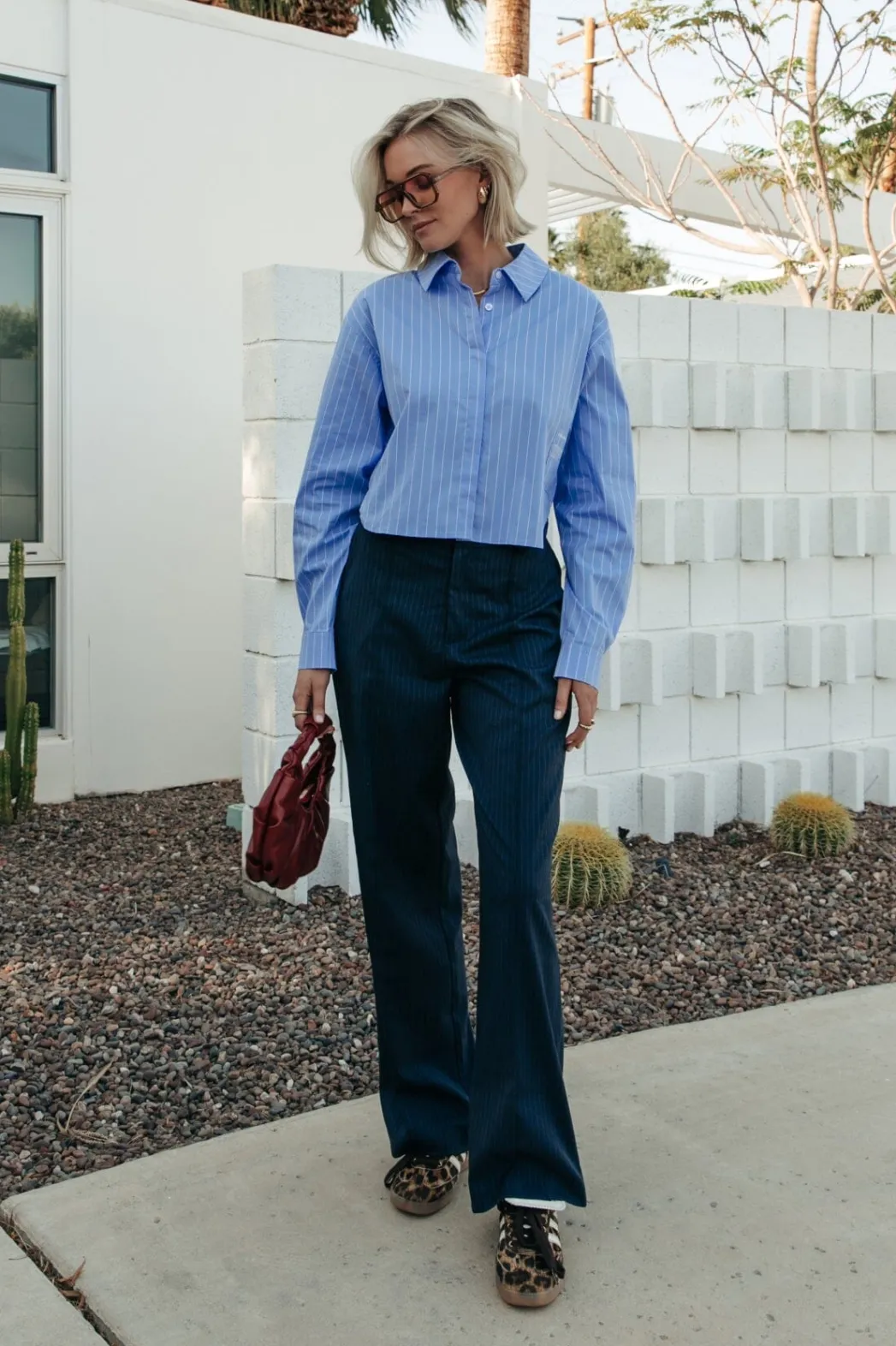 Hot Colourful Rebel Rus Pinstripe Straight Pants | Dark blue Darkblue