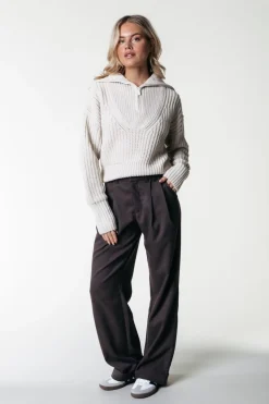 Sale Colourful Rebel Rus Straight Pants | Dark brown Darkbrown