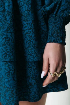 Clearance Colourful Rebel Sacha Floral Ruffle Dress | Deep Teal Deepteal