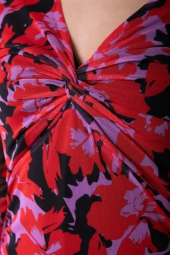 Hot Colourful Rebel Sariah Mesh Maxi Dress | Scarlet Red Scarletred