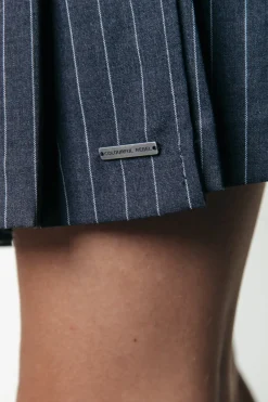 Hot Colourful Rebel Shaline Pinstripe Pleated Skirt | Dark Anthracite Darkanthracite