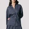 Outlet Colourful Rebel Talia Pinstripe Blouse | Dark Anthracite Darkanthracite