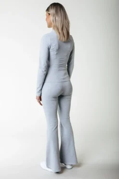 Outlet Colourful Rebel Uni Fitted Longsleeve T-shirt | Medium grey melange Mediumgreymelange