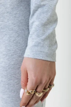 Outlet Colourful Rebel Uni Fitted Longsleeve T-shirt | Medium grey melange Mediumgreymelange