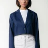 New Colourful Rebel Winoah Stripe Cropped Blazer | Dark blue Darkblue