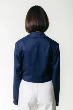 New Colourful Rebel Winoah Stripe Cropped Blazer | Dark blue Darkblue
